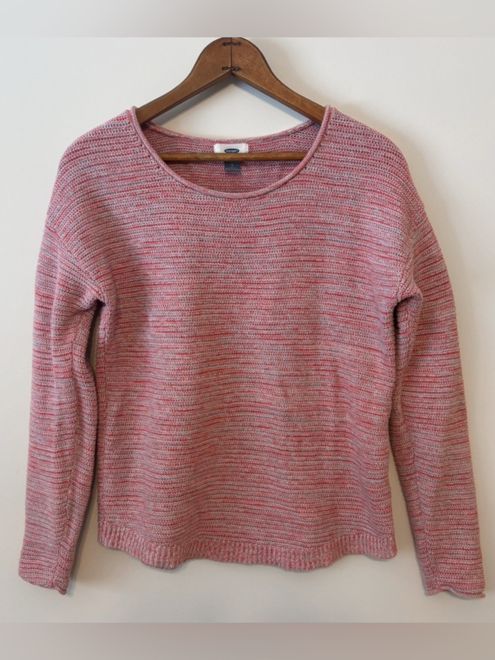 Old Navy 100% Cotton Pullover Knit Sweater Pink Marl SMALL